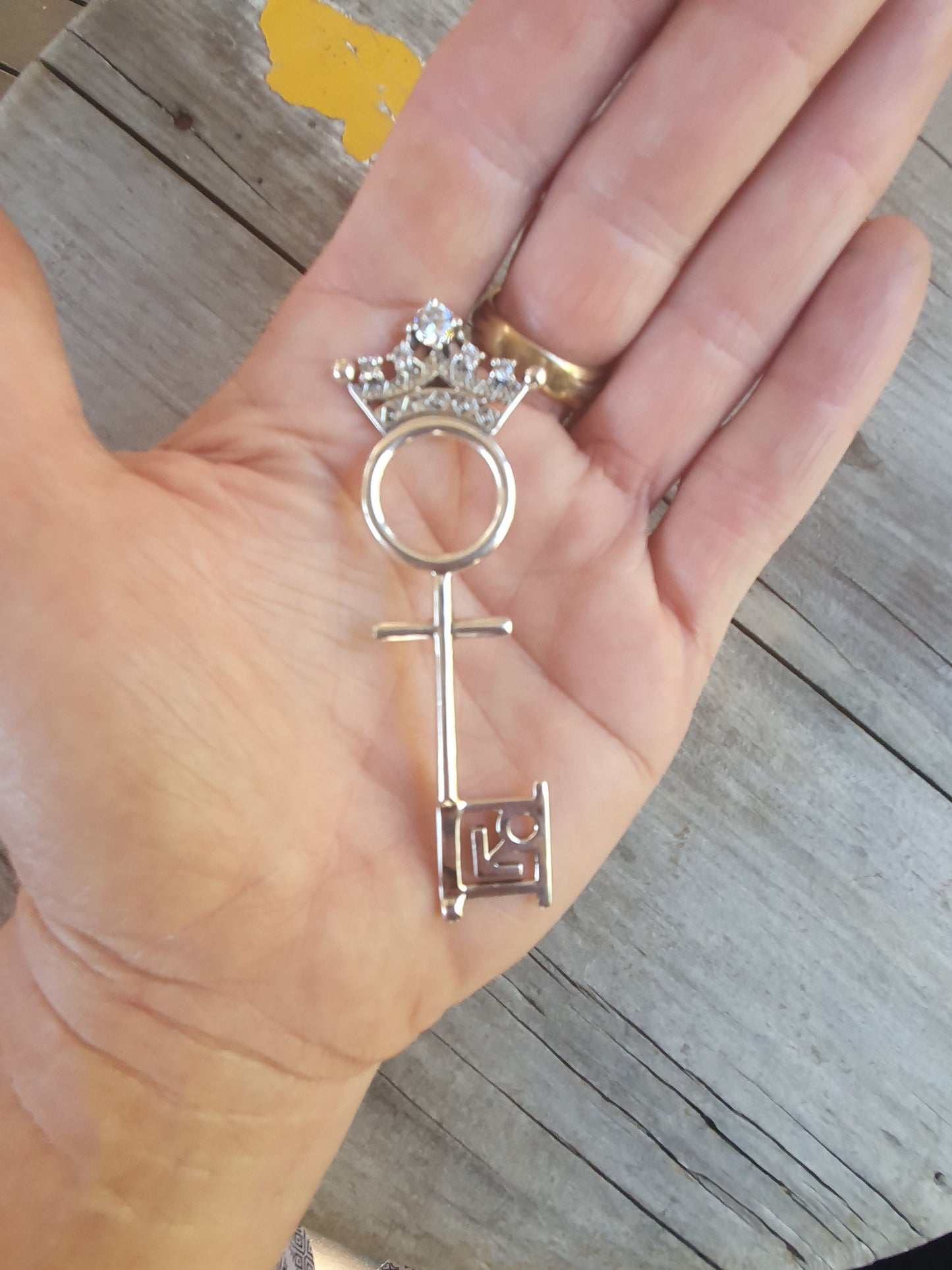 Penthouse  key pendant,vintage,1990s,sterling silver,cubic zirconia, cz,