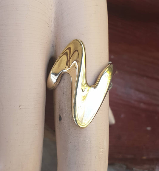 long gold ring,handmade,solid 9ct gold,smooth swirl,boho,deco,bespoke,art nouveau,retro gold ring,chunky gold ring,goddess