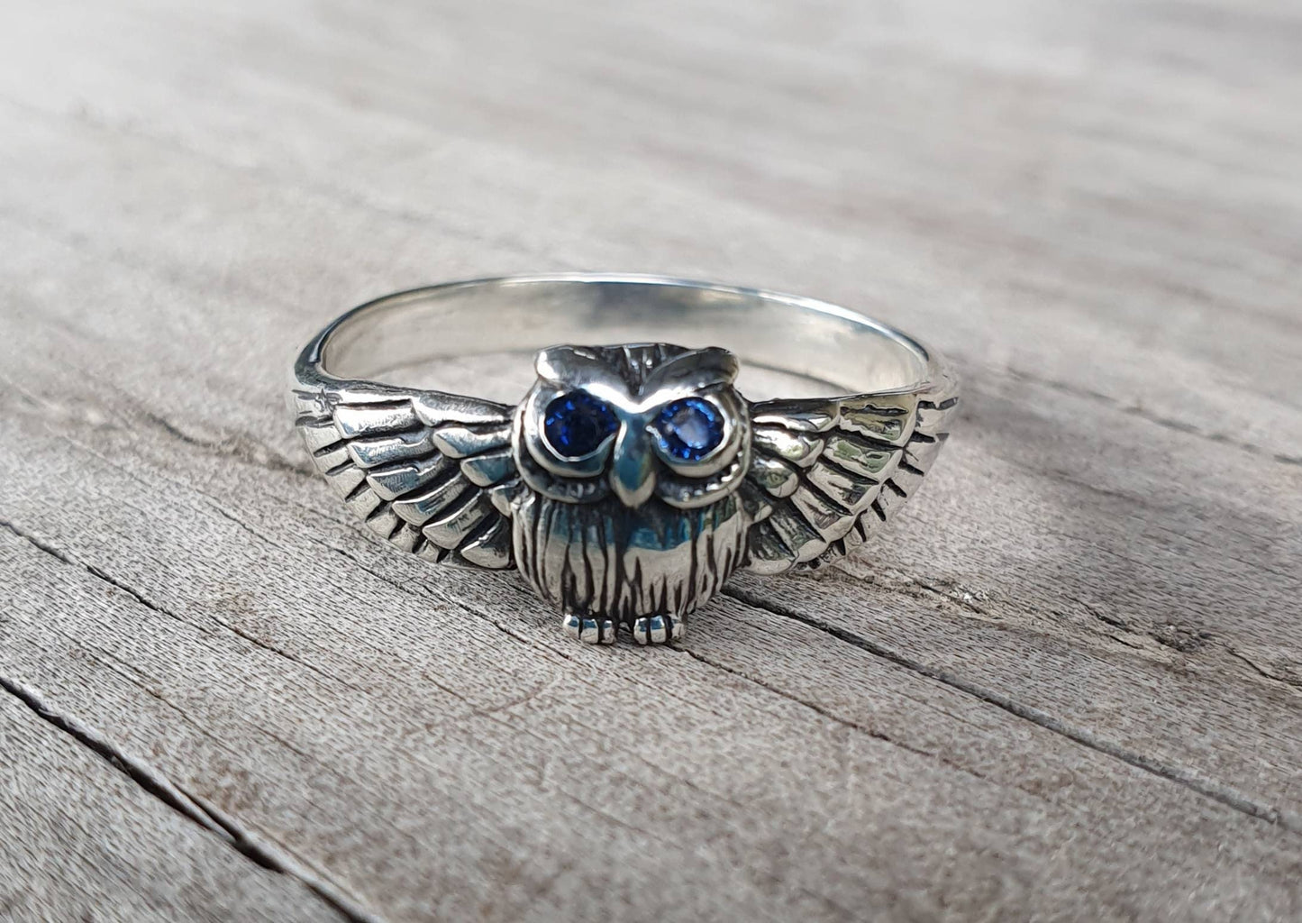 HARRY.petite owl ring,sterling silver, bird ring,boho,gypsy,goddess,woodland,womens fashion,Swarovski crystal,