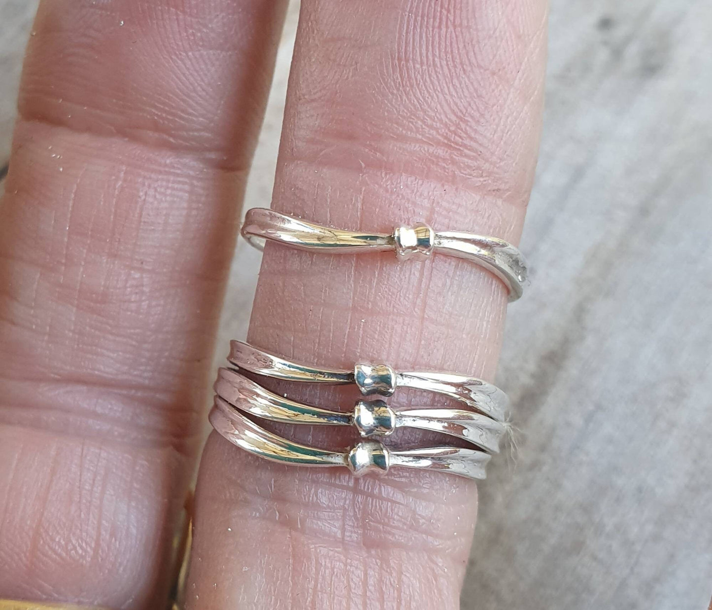 Fine silver ring,Sterling silver,triple dainty bow,twist band,fine band,boho ring,thin silver ring,pinkie ring,wire ring.