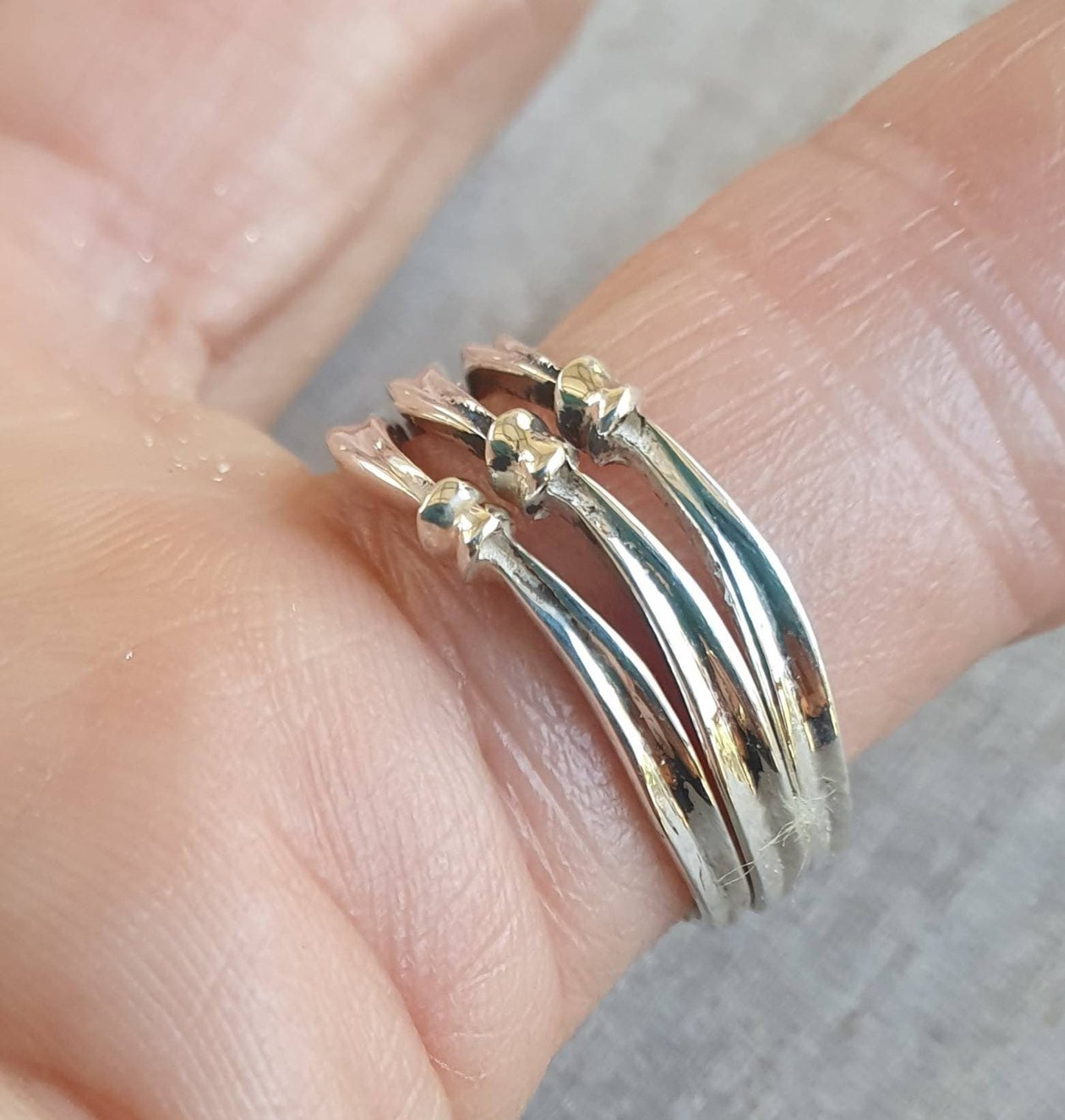 Fine silver ring,Sterling silver,triple dainty bow,twist band,fine band,boho ring,thin silver ring,pinkie ring,wire ring.