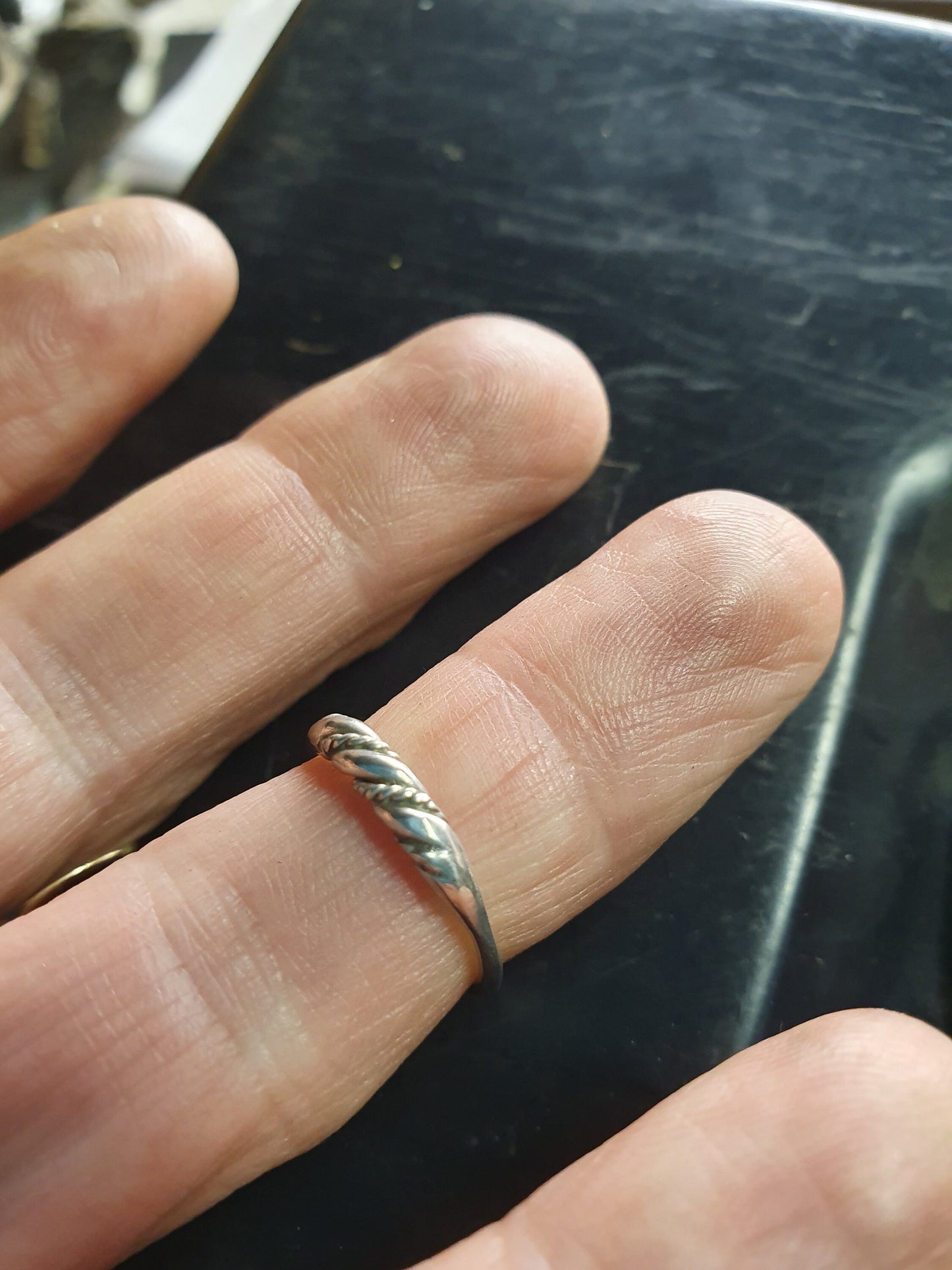 Stacker ring,Sterling silver,tribal,ethnic band,patterened wire,fine band,boho ring,thin silver ring,pinkie ring,wire ring,woven silver ring