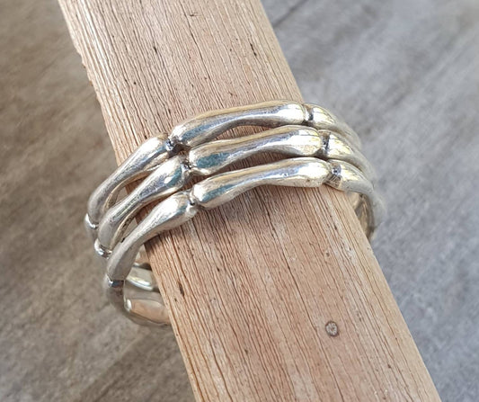 stacking rings,sterling silver bamboo ring,round wire,bones,thin round band,wedding band,half rounded,boho,gypsy,goddess,stacker