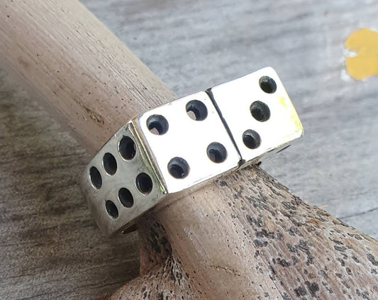 Large dice ring,sterling silver,rectangle signet ring,Vegas wedding,