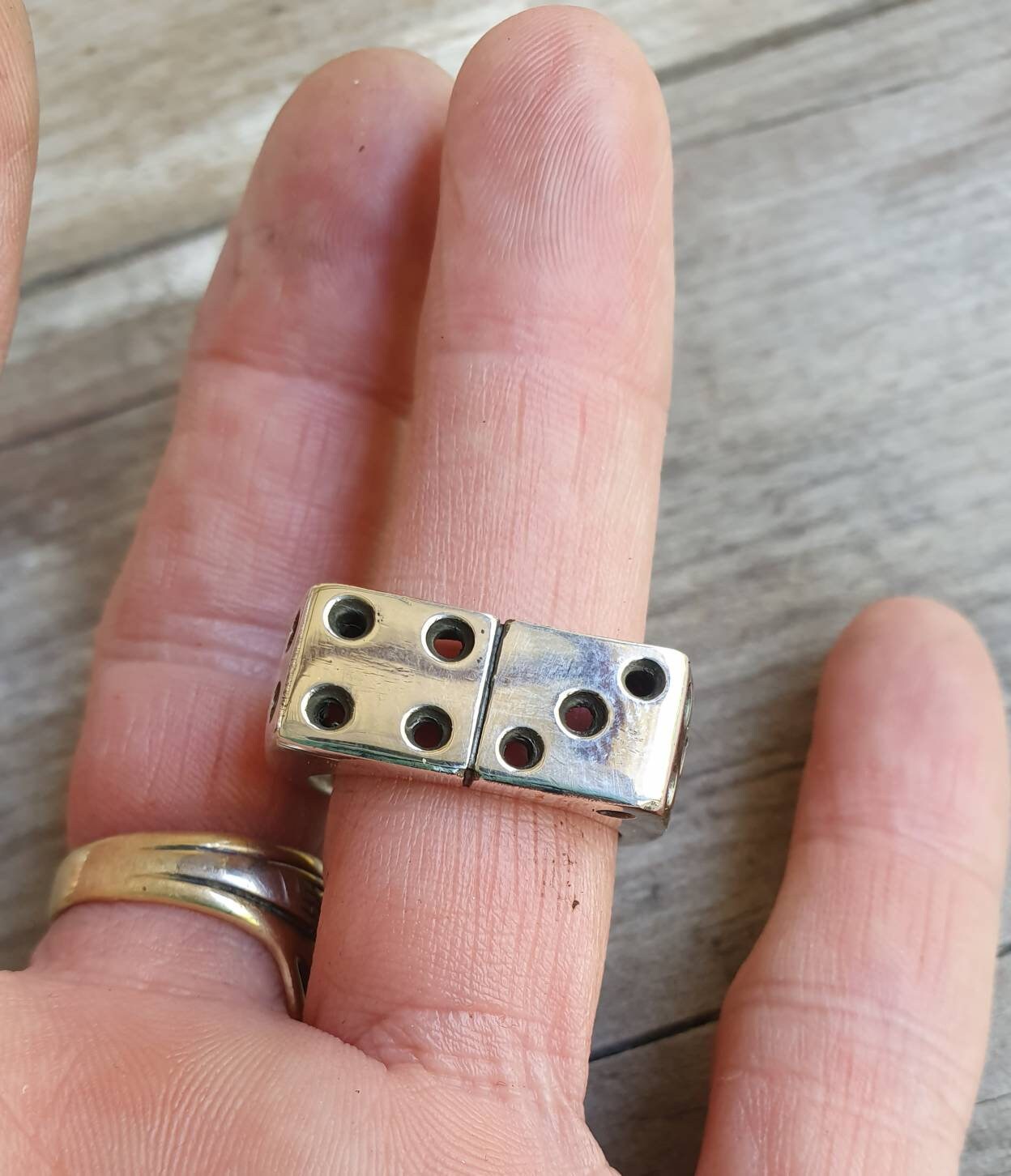 Large dice ring,sterling silver,rectangle signet ring,Vegas wedding,