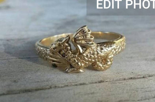 Gold dragon ring,9ct gold,small dragon ring,pinkie ring,steampunk,gothic, punk,mythical,pinkie ring,boho,new age,handmade,mystical,fable,