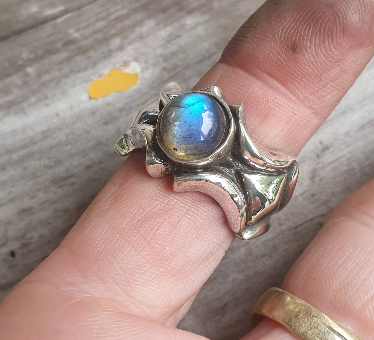 labradorite   ring,chunky,solid sterling silver band,unusual pyramid shaped, industrial band,mans garnet wedding dress ring