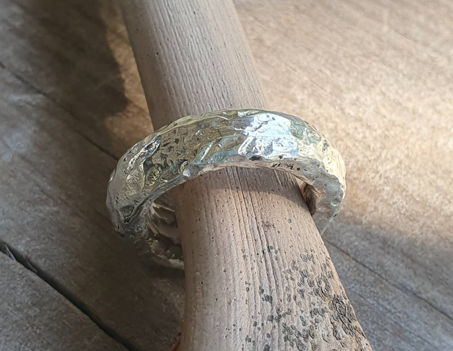 Chunky silver band,handmade, sterling silver,solid hammered silver band,unisex half round band,rustic  wedding,stacker,industrial,steampunk