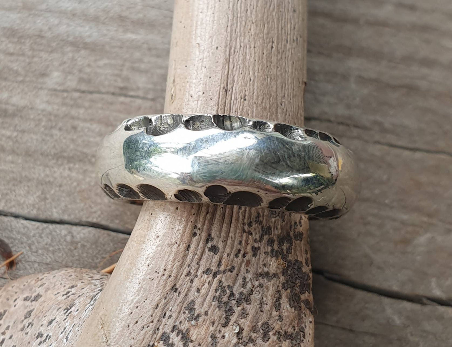 Chunky rustic band, nugget,sterling silver,handmade hammered,industrial,steampunk wedding,dress ring