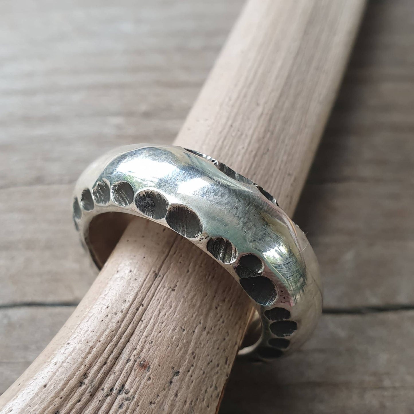 Chunky rustic band, nugget,sterling silver,handmade hammered,industrial,steampunk wedding,dress ring