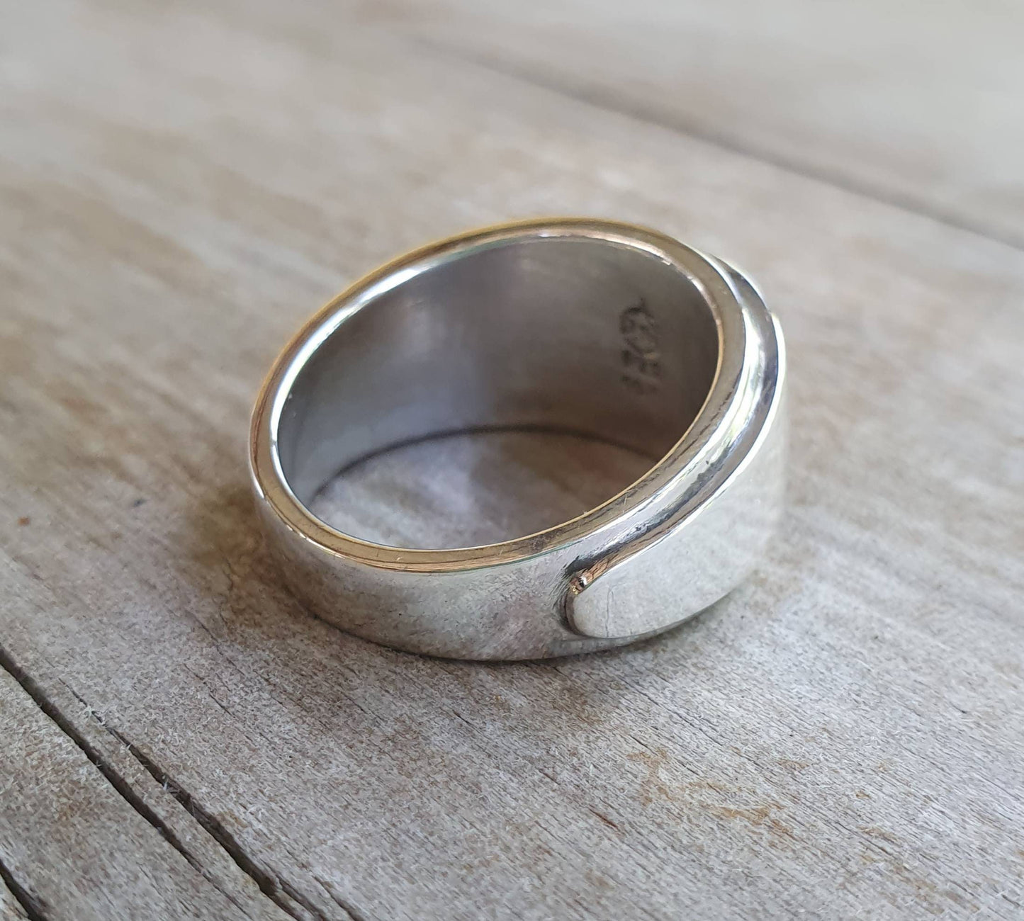 Wide solid ring, sterling silver band,wide chunky,thick plain wedding dress ring,blank signet ring