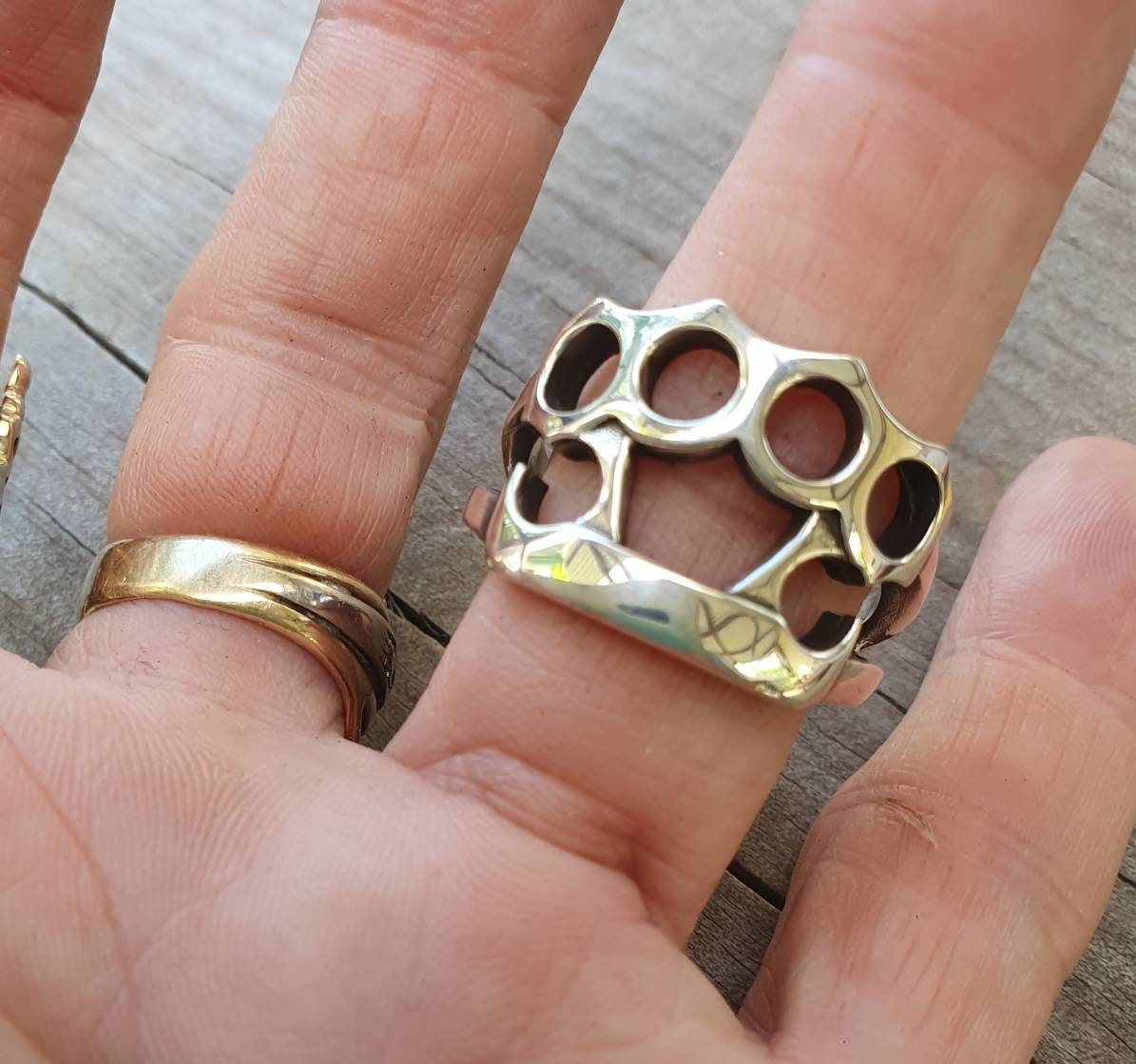 knuckle duster,gangster ring, sterling silver punk, martial art, gang,blink,hipster,biker,handmade