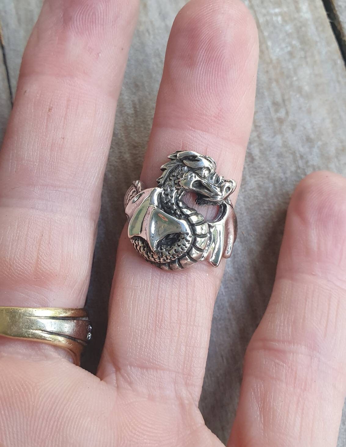 cute dragon ring,sterling silver,goddess, fantasy,mythical, ladies steampunk gothic punk  ring