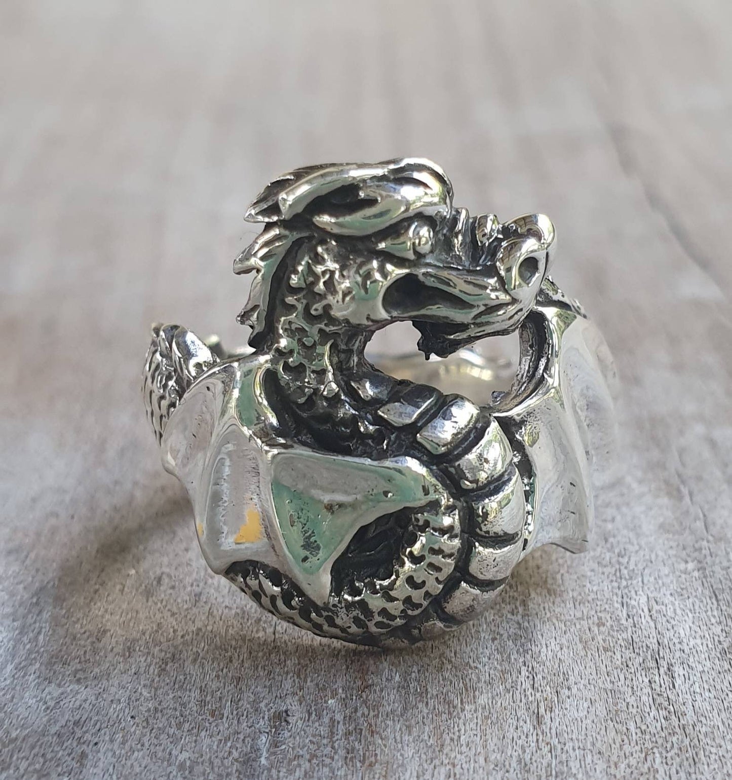 cute dragon ring,sterling silver,goddess, fantasy,mythical, ladies steampunk gothic punk  ring