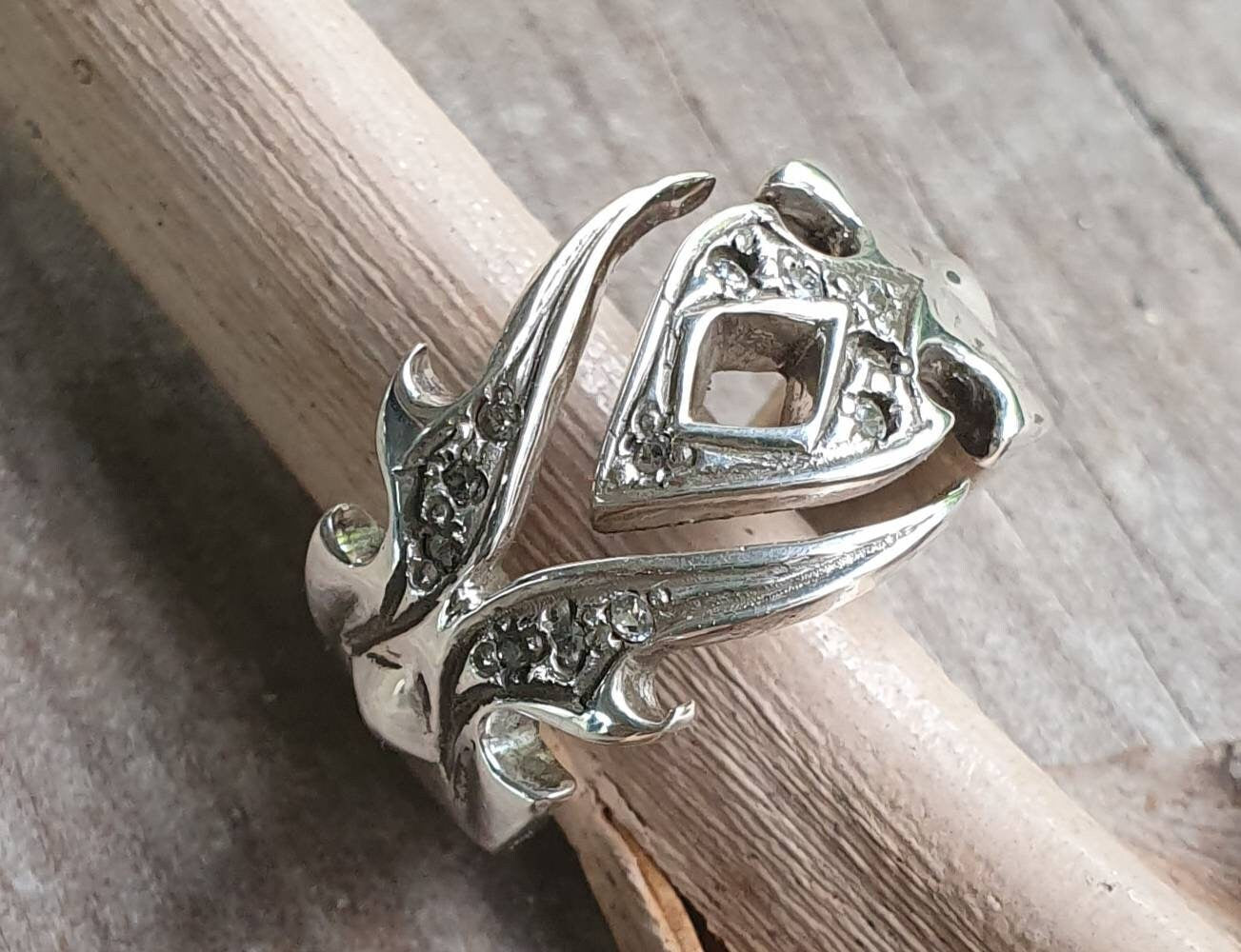 Cubic modern ajustable ring,sterling silver, medieval, tribal,unisex ring,boho,hand made,swirl,industrial,steampunk