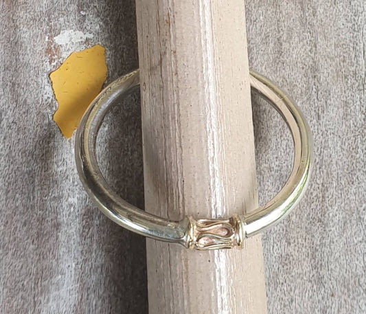 Two tone stacking ring,solid 9ct/9k gold and sterling silver,thin stacker ring,