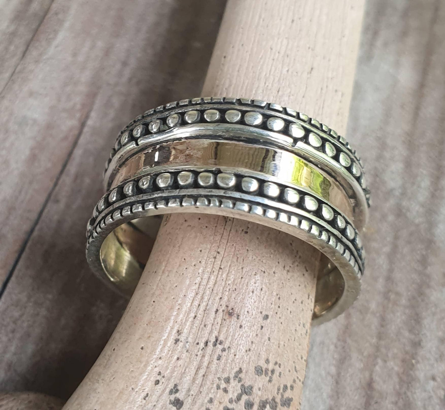 Two tone band,tribal,ball,wedding,dress ring,9ct gold, sterling silver,rustic,boho,gypsy,handmade,Celtic,Aztec,vintage,goddess,designer ring