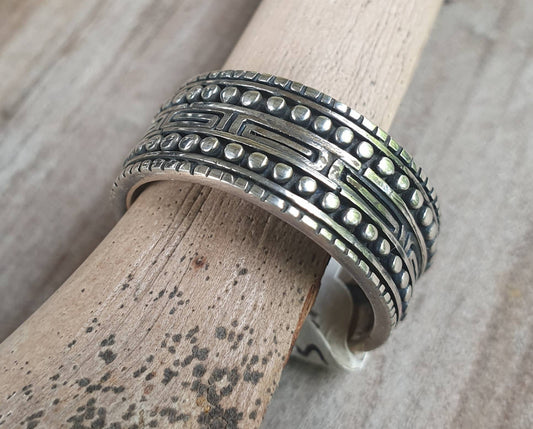 tribal band,sterling silver ring,unisex band,mans wedding ring,handmade, plain silver band,Aztec,Inca