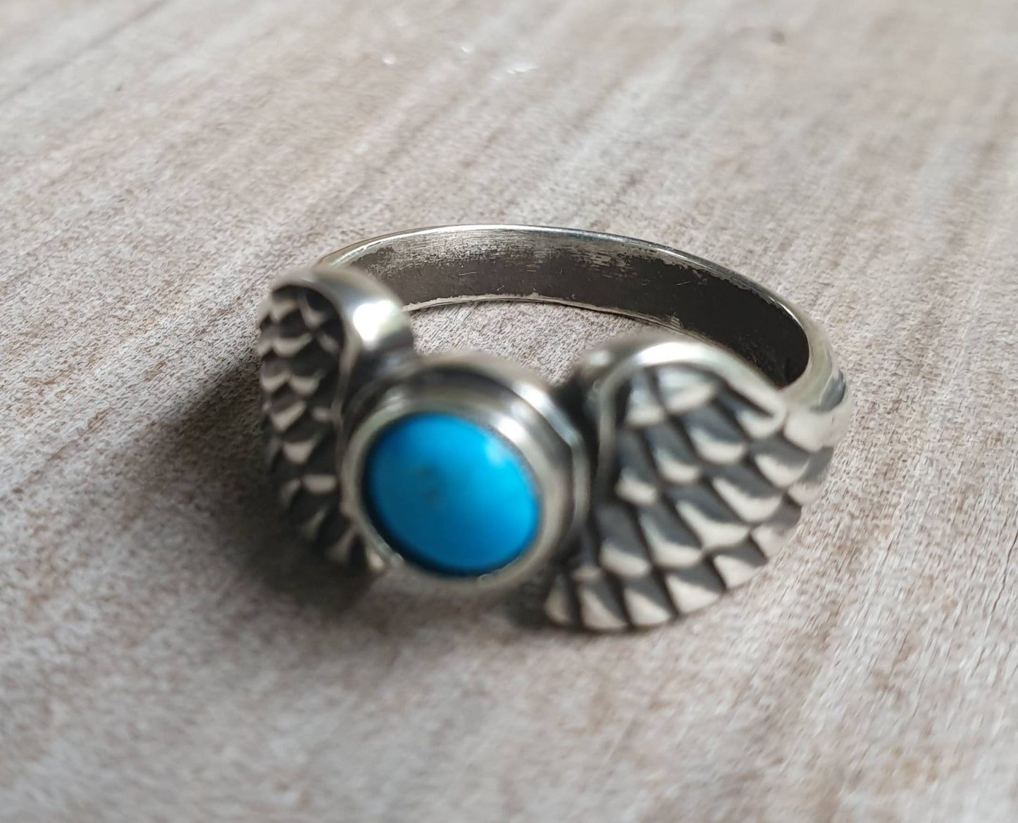 Angel wings ring,turquoise,sterling silver,goddess,feather, bird,boho,fairy,etheric,fantasy,pinkie ring,