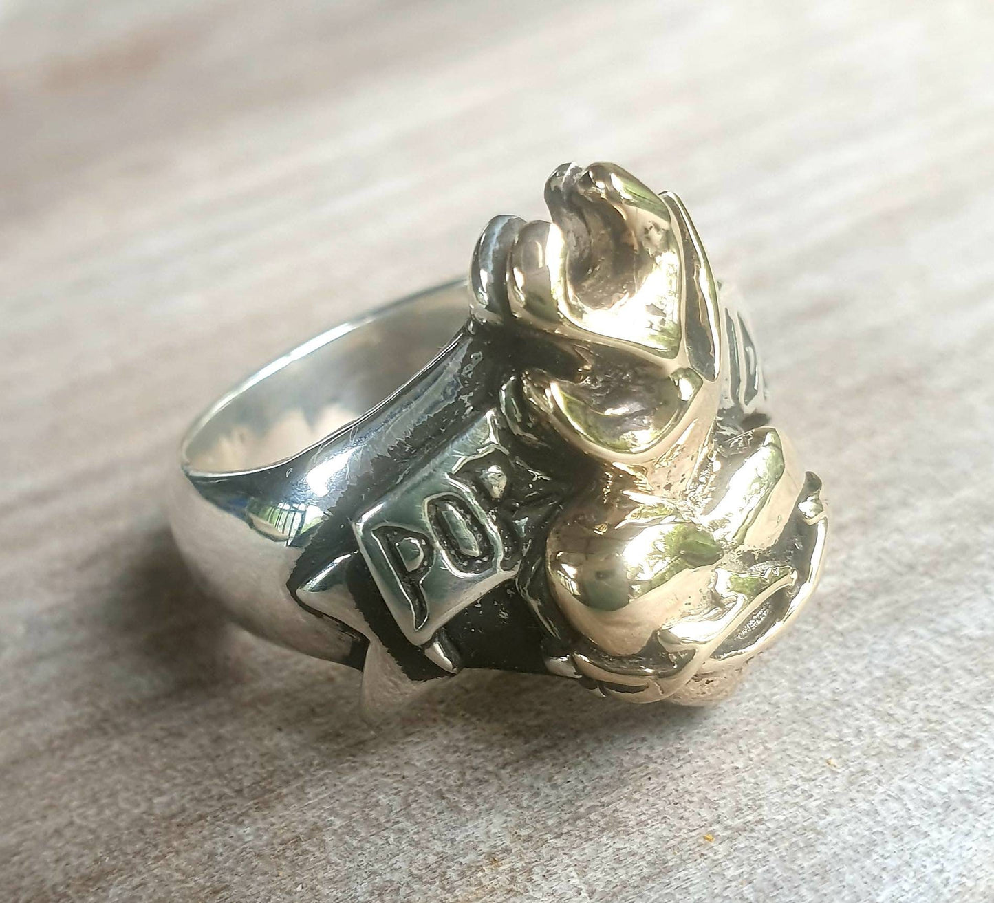 sacred heart ring,9k gold flame on sterling silver,two tone,heart ring, ring,unisex wedding ring,rockabiily, steampunk,hipster,