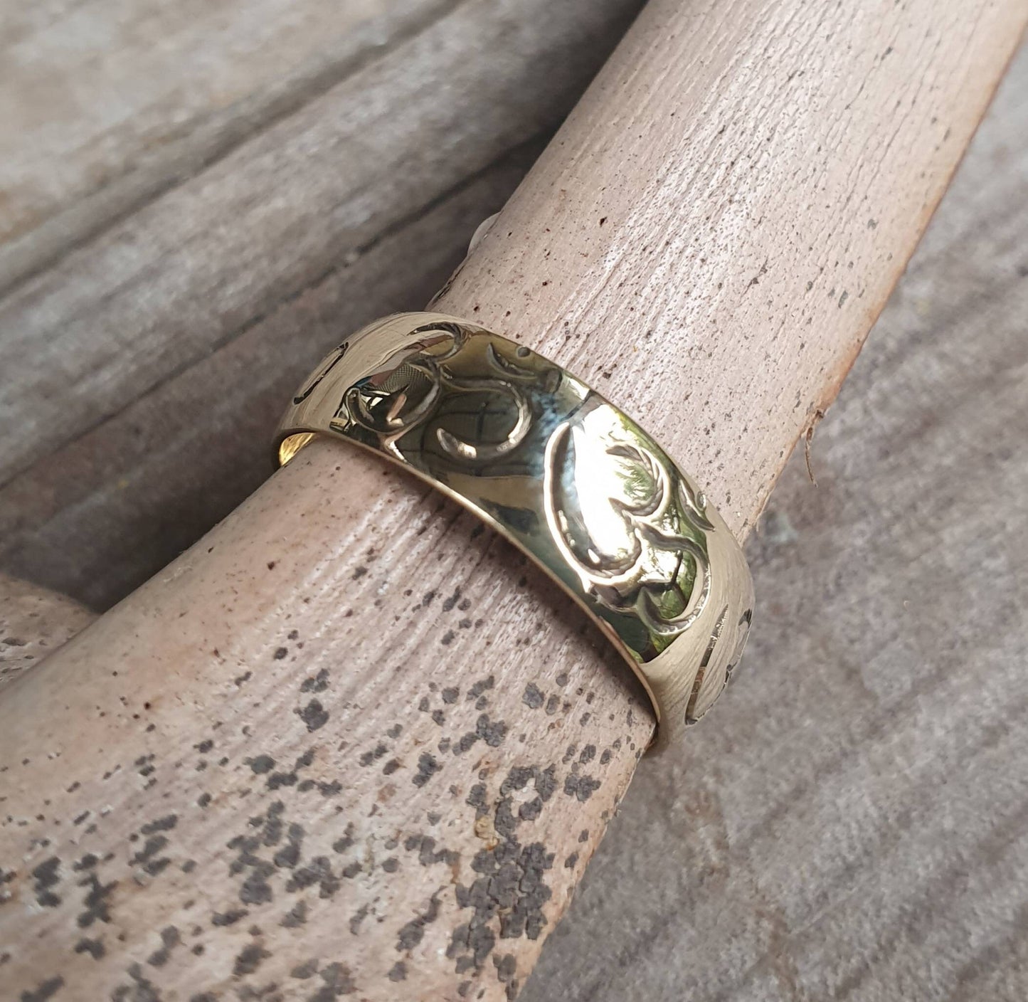 Gold OM ring,9ct gold band yoga,spiritual,budda, hindu, boho,new age,handmade