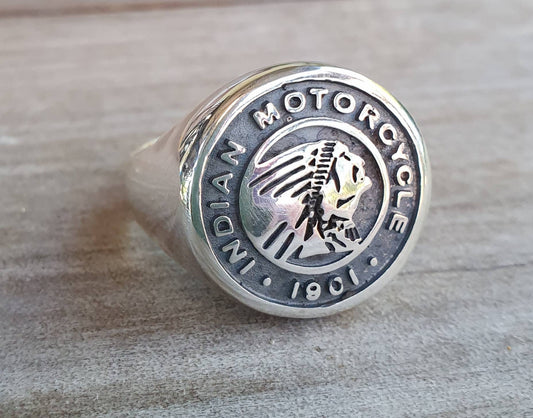 Indian ring,motorcycle,sterling silver,large signet,biker wedding band,unisex,handmade,motorbike,