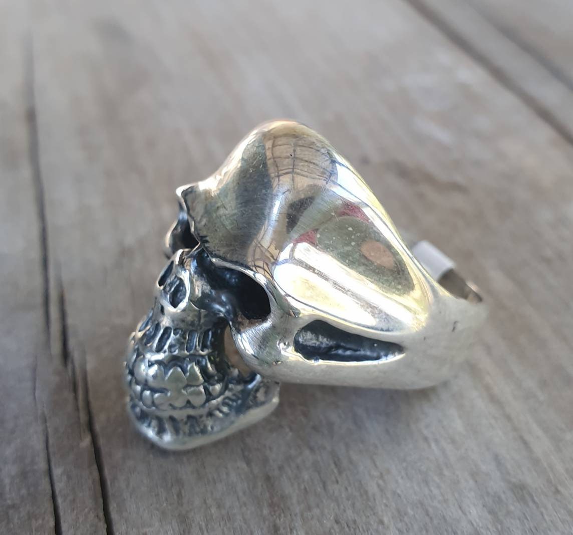 skull ring,sterling silver,long ring, steampunk,pirate, gothic,punk,