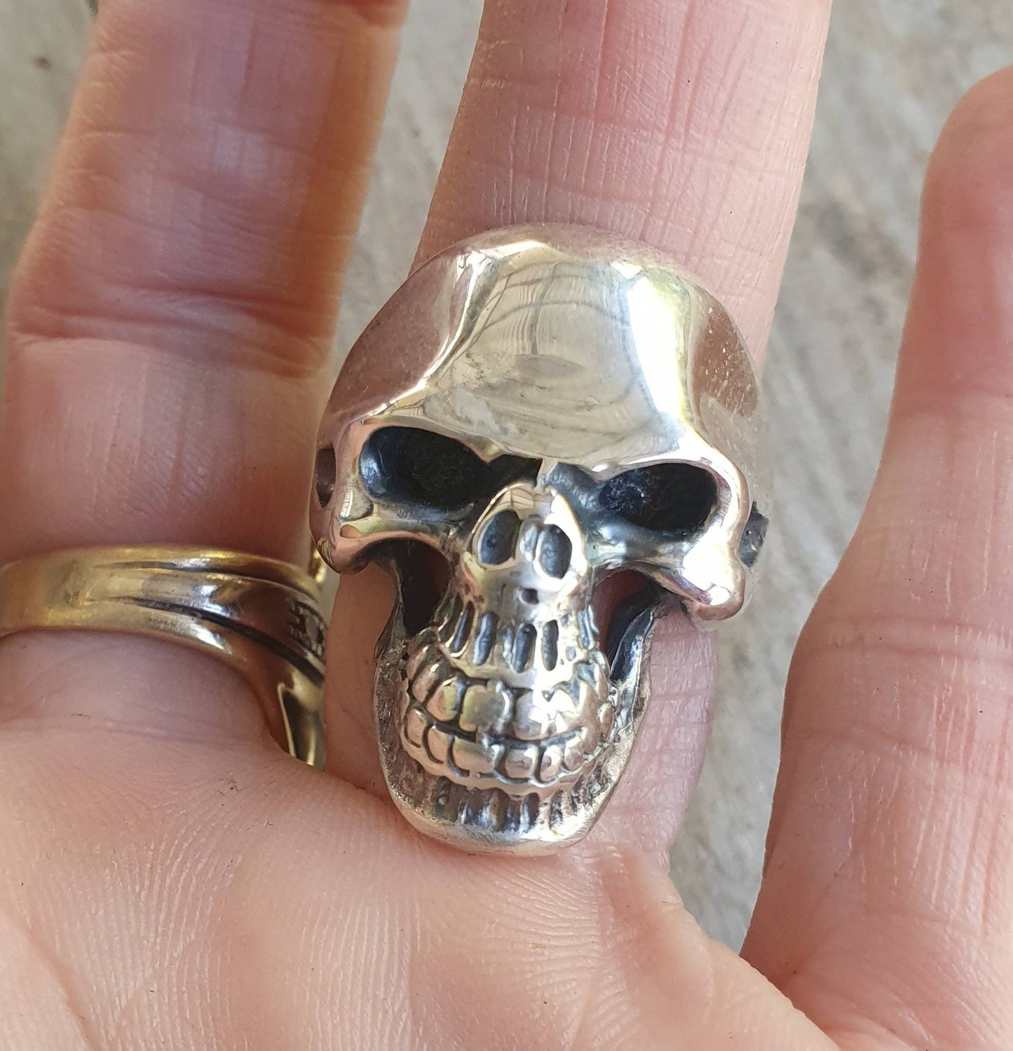 skull ring,sterling silver,long ring, steampunk,pirate, gothic,punk,