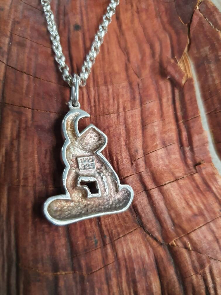 Snowboarder pendant,sterling silver,Skater pendant