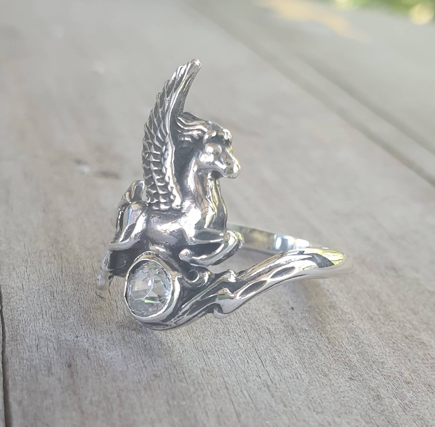 PEGASUS ring,Sterling silver,mythical,horse, unicorn, fantasy,new age, boho,hippy, art nouveau,goddess,handmade,shic,women's fashion,gypsy