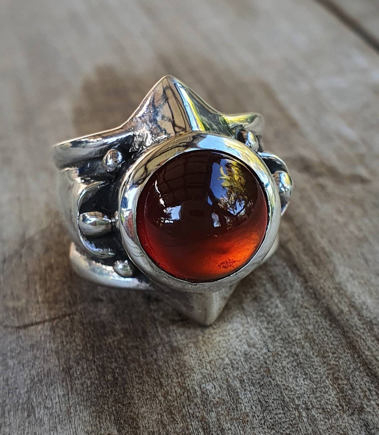 Garnet chunky ring,sterling silver,large garnet cabachon,unisex ring,wedding ring,boho,gemstone ring,handmade, retro,signet,