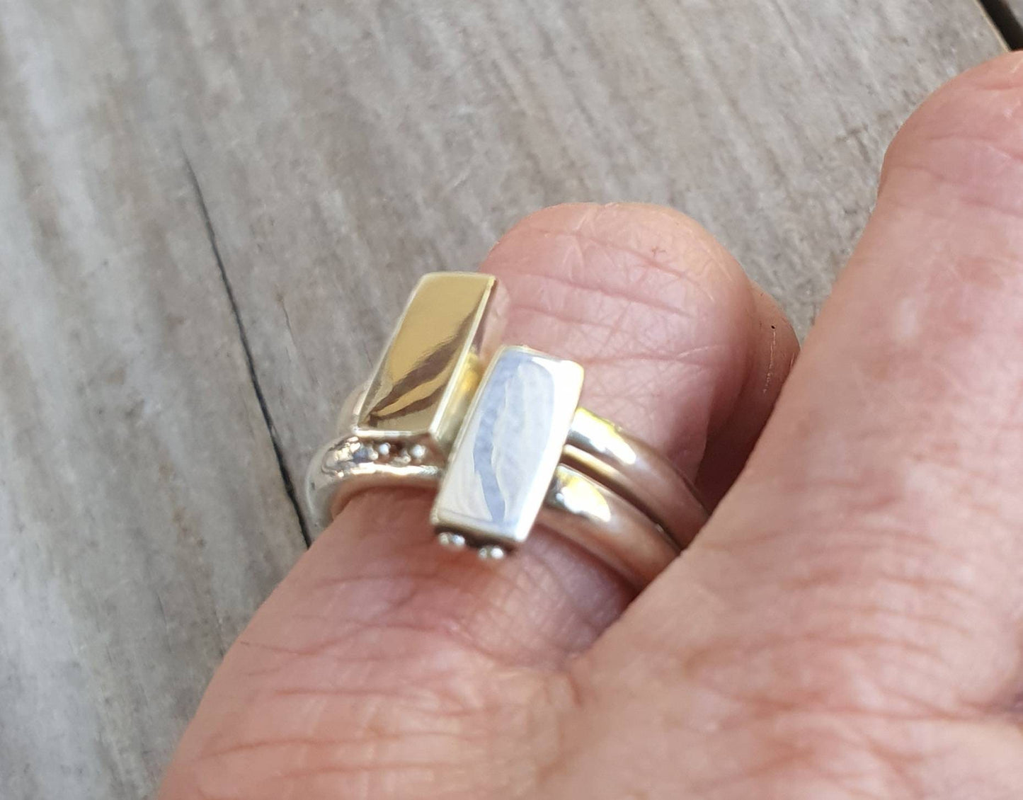 stacking rectangle rings,2xchunky,round sterling silver,3mm halo ring,chunky band,handmade,boho,round wedding bands,thick silver rings,