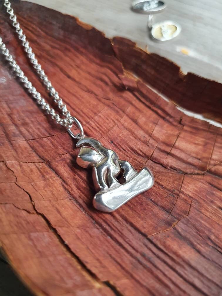 Snowboarder pendant,sterling silver,Skater pendant