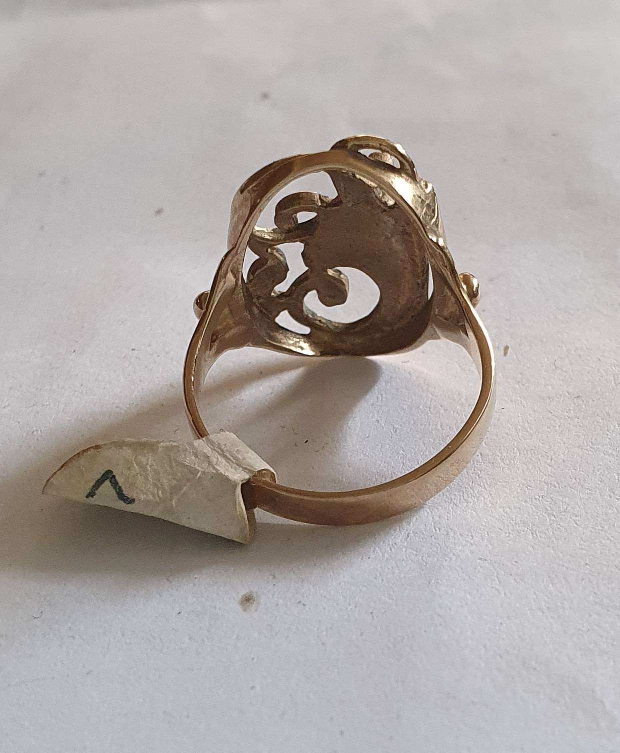 Gold scroll ring,9ct,9k gold,oval fine filigree,art nouveau,woodland,celtic tribal swirl