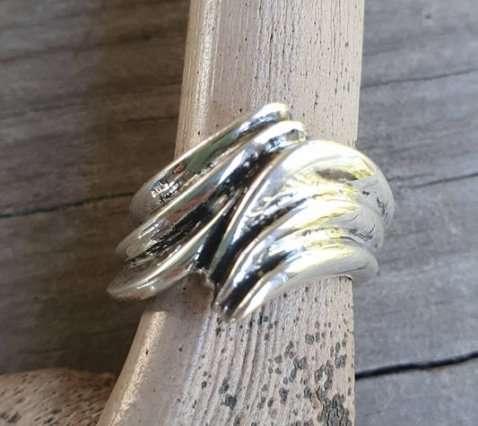 Solid silver ring,chunky carved sterling silver,handmade,boho,