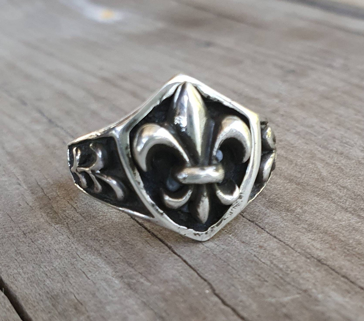 Fleur de Lis,two tone,9ct gold,sterling silver,handmade,signet ring, hipster,steampunk gothic punk