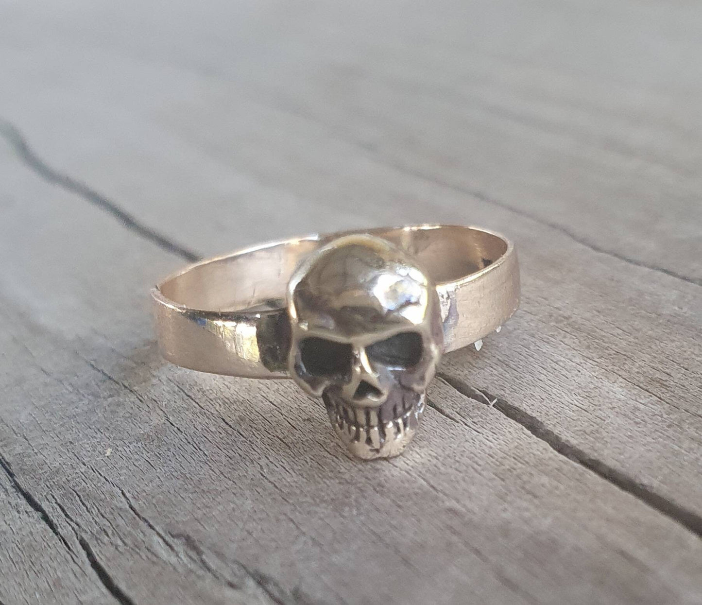 Gold skull ring,9ct gold,small,light, handmade steampunk, gothic ,punk,women's skull,skull pinkie,handmade,boho,hipster,rockabilly