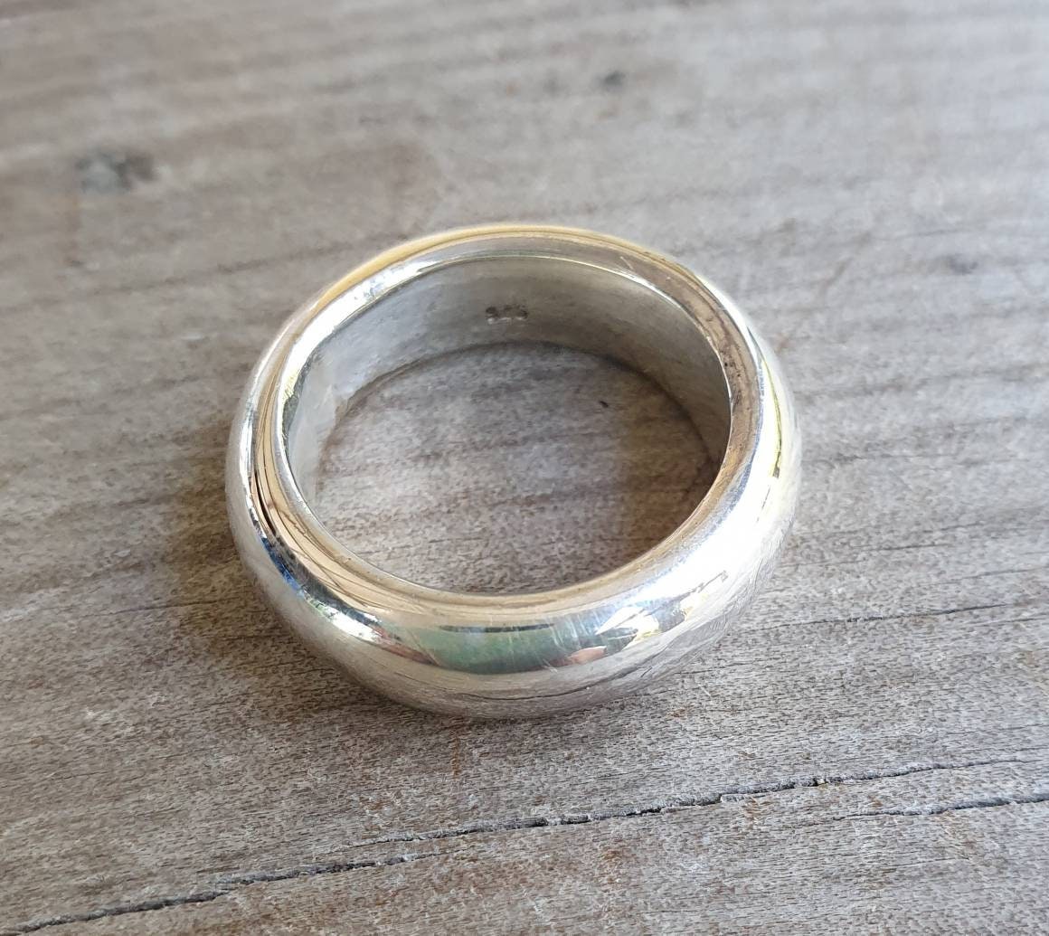 Silver band,solid 6.5 mm,plain thick sterling silver ring,half round band,wedding,dress ring,boho,unisex,handmade,d shape ring,chunky ring,