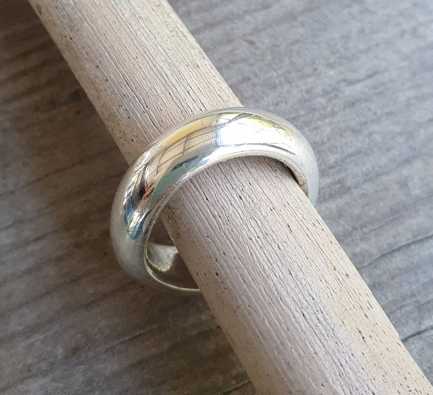 Silver band,solid 6.5 mm,plain thick sterling silver ring,half round band,wedding,dress ring,boho,unisex,handmade,d shape ring,chunky ring,