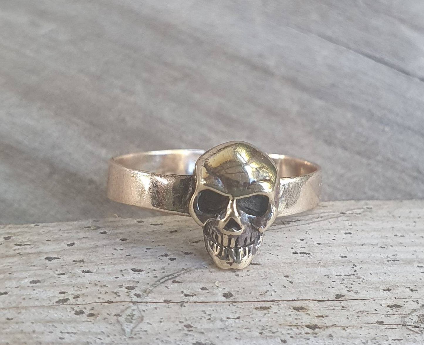 Gold skull ring,9ct gold,small,light, handmade steampunk, gothic ,punk,women's skull,skull pinkie,handmade,boho,hipster,rockabilly