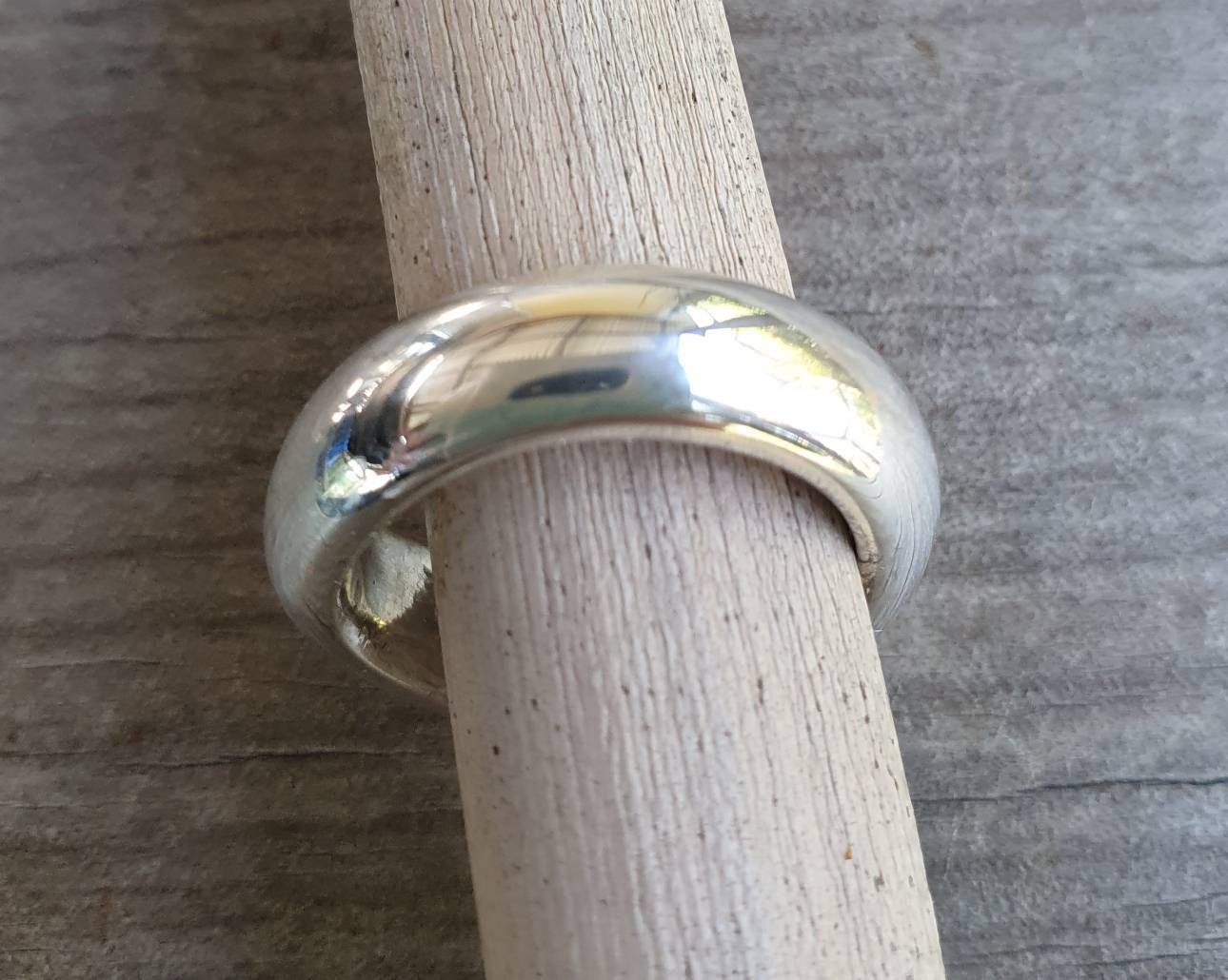 Silver band,solid 6.5 mm,plain thick sterling silver ring,half round band,wedding,dress ring,boho,unisex,handmade,d shape ring,chunky ring,