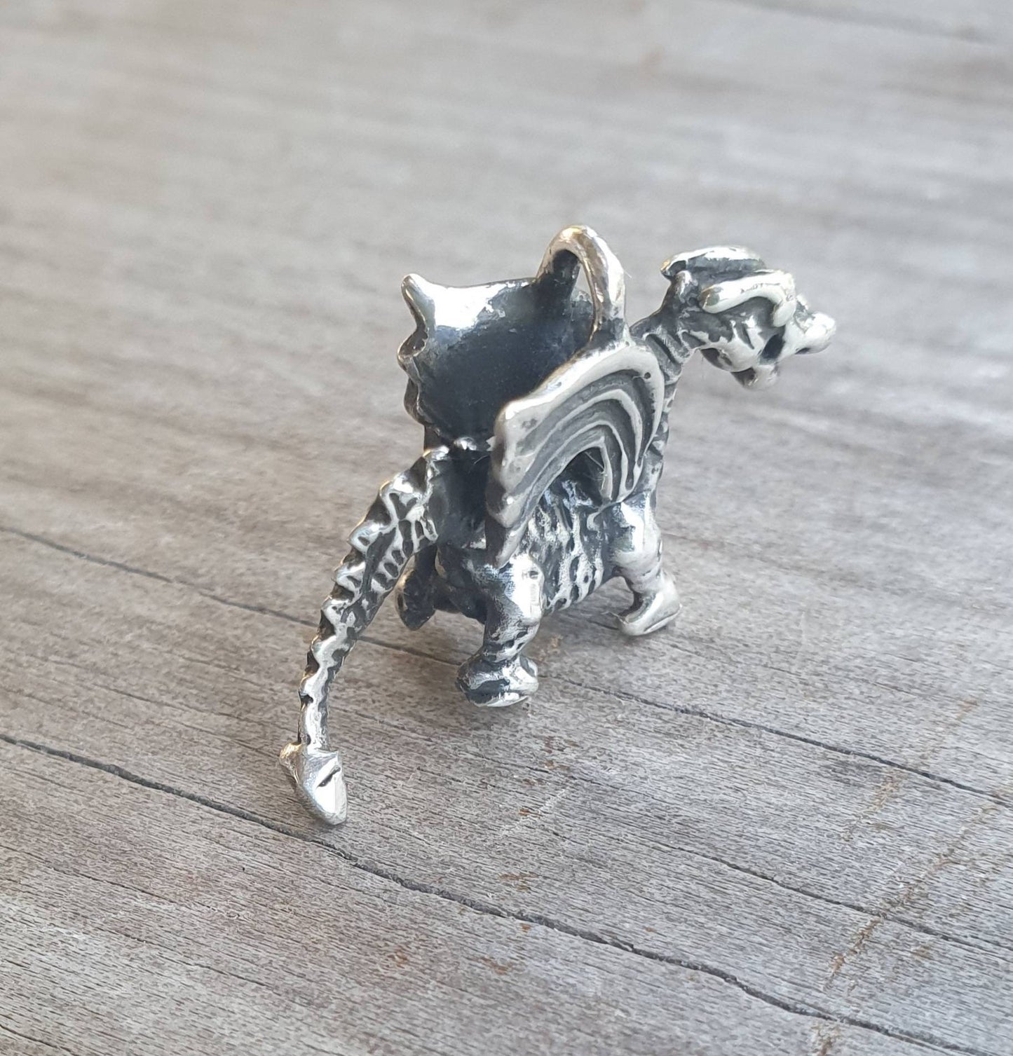 Dragon charm, pendant,sterling silver,cute,detailed and solid,3 dimensional,new age,medieval,fantasy