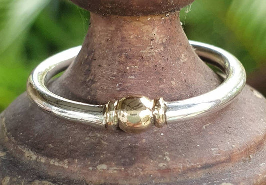 Two tone stacking ring,solid 9ct gold and sterling silver,thin stacker ring,