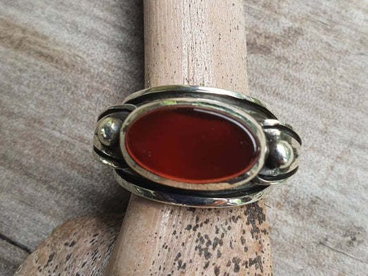 Carnelian ring,solid sterling silver band, chunky wide and unique,industrial, steampunk,