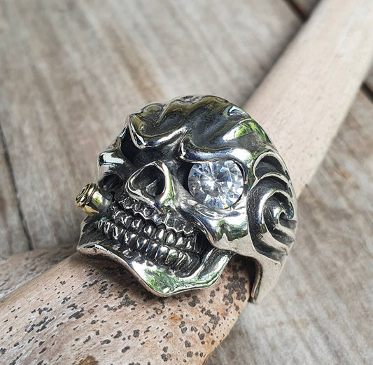 Skull ring,the boss,sterling silver,gothic, punk,hand made,pirate,mens fashion,grunge,hipster,