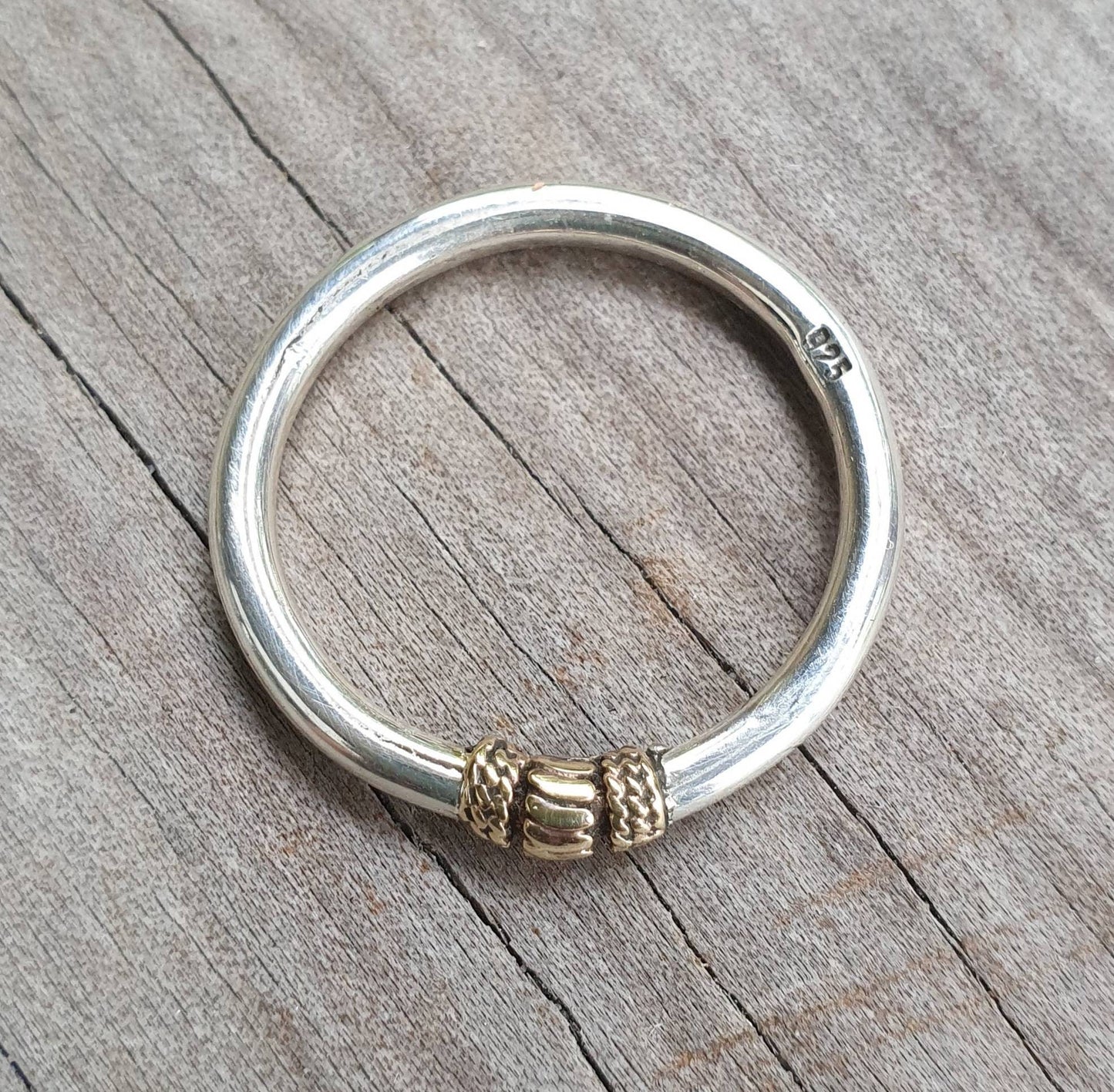 Two tone stacking ring,solid 9k/9ct gold and sterling silver,thin stacker ring,mixed metal ring