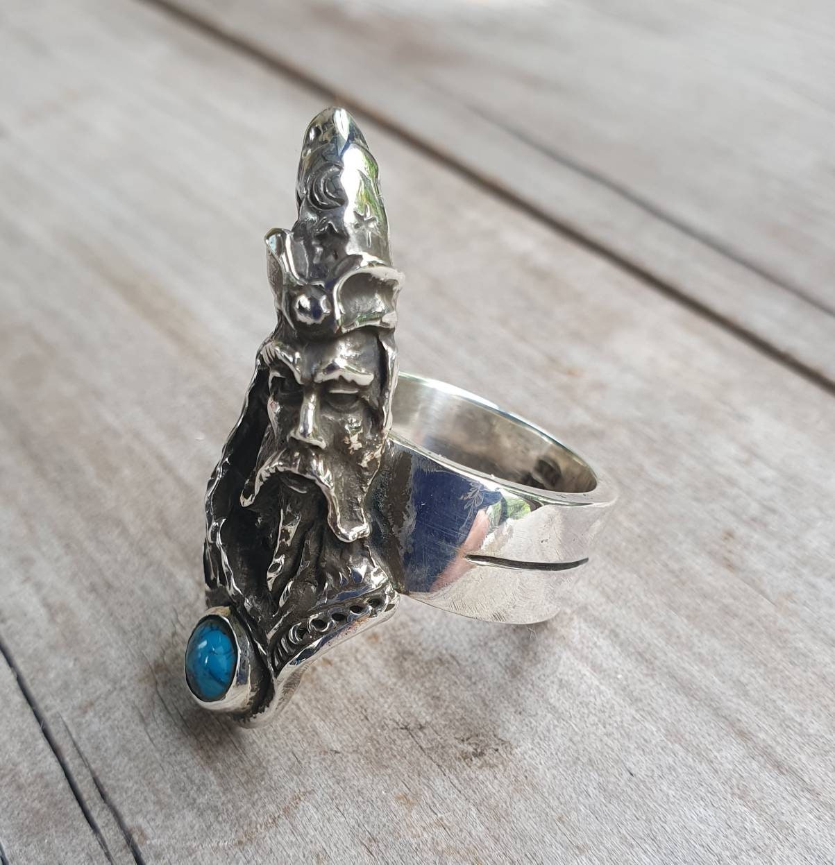 wizard cz ring,large ring,sterling silver,cubic zirconia,handmade,witch,wiccan,magic,fantasy,mythical,occult,merlin,harry...