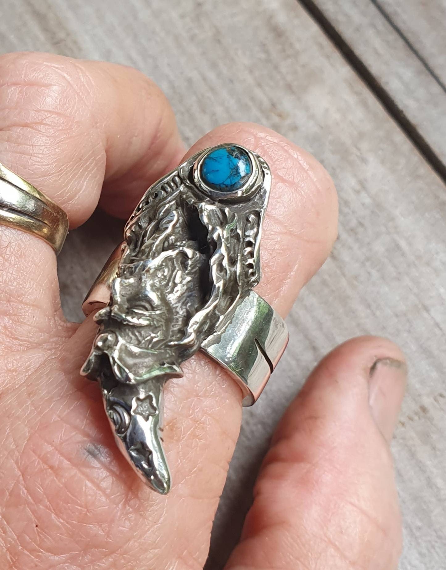 wizard cz ring,large ring,sterling silver,cubic zirconia,handmade,witch,wiccan,magic,fantasy,mythical,occult,merlin,harry...