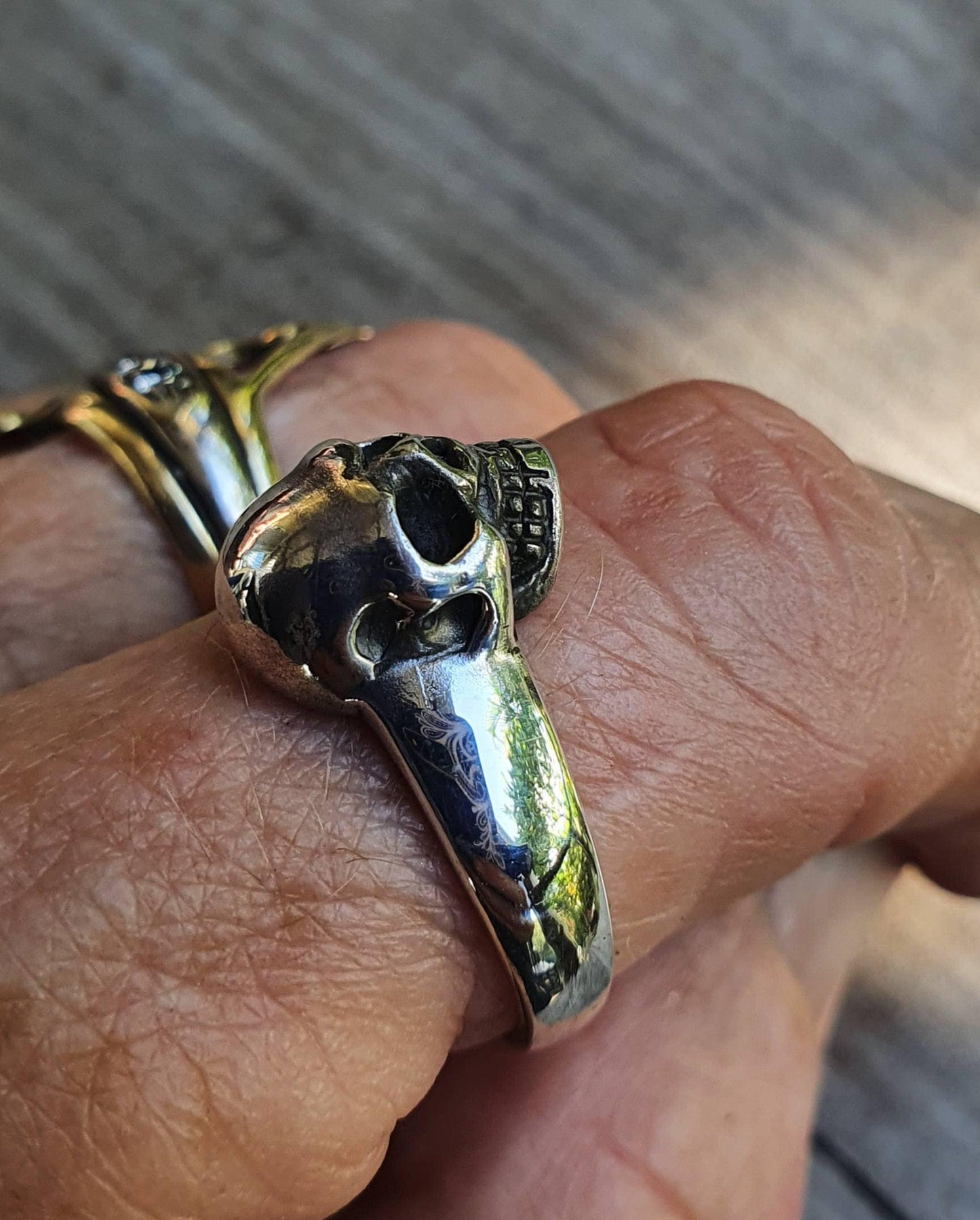 Small skull ring,sterling silver, signet,solid skull, steampunk, gothic ,punk,women's skull,skull pinkie,handmade,boho,hipster,rockabilly