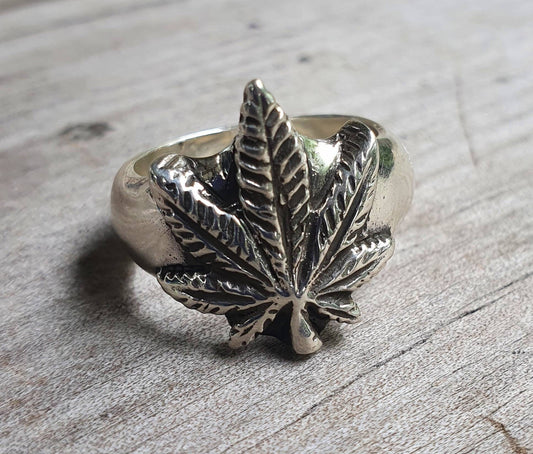 Marijuana ring, dope,weed, cannabis, mull, punk, hippy,boho, sterling silver ring,hand made,organic jewelry,stoner,medical marijuana